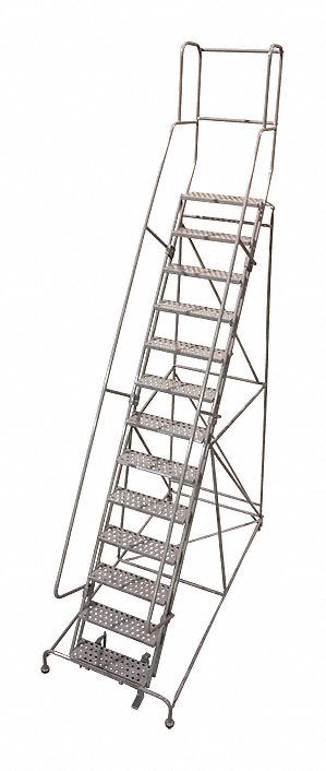 Rolling Ladder Steel 172In. H. Gray