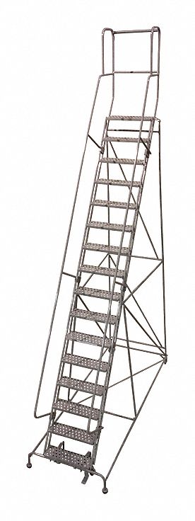 Rolling Ladder Steel 202In. H. Gray