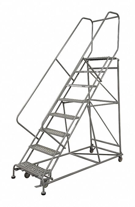 Rolling Ladder Steel 130In. H. Gray
