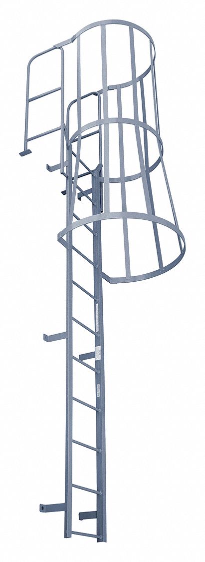 Fixed Ladder w/Safety Cage 12 ft H.