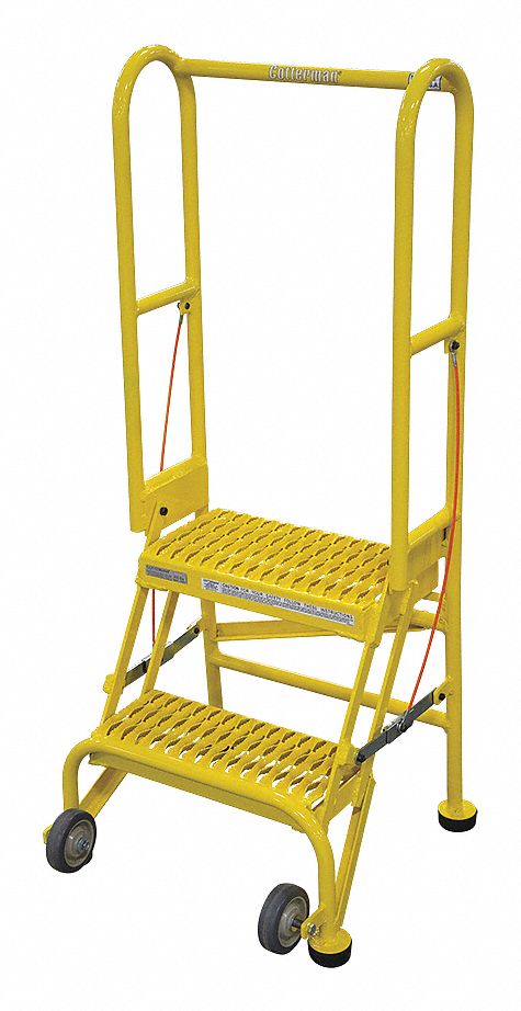 Rolling Ladder Steel 50In. H. Yellow