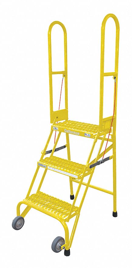 Rolling Ladder Steel 60In. H. Yellow