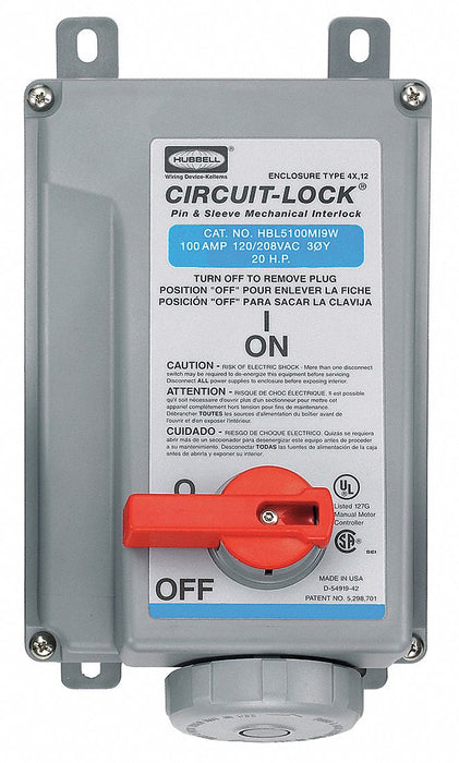 MchIntrlkDvc 4P5W 100 A 120/208V AC 20hp