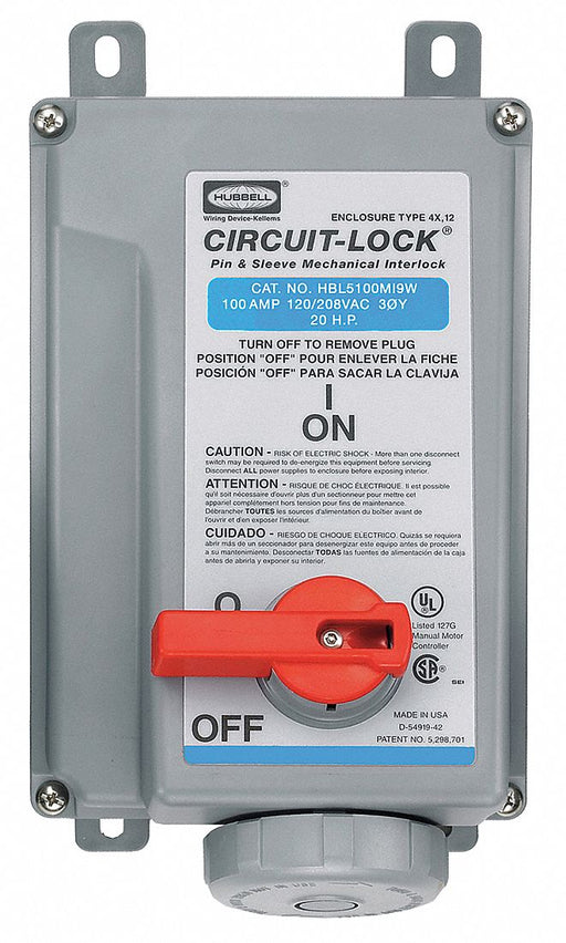 MchIntrlkDvc 4P5W 100 A 120/208V AC 20hp