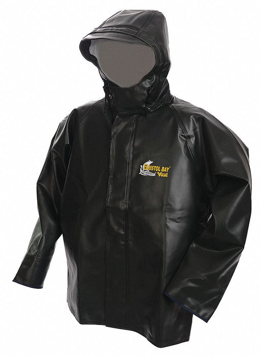 G5389 Rain Jacket w/Hood 0.75mm PVC Green L