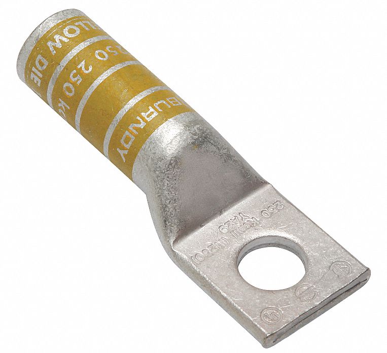 OneHoleLugCmprsnConn Long Yellow 16