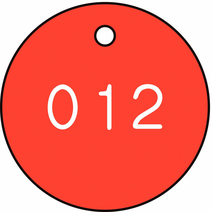 Numbered Tag Plastic 1 1/4in H PK100