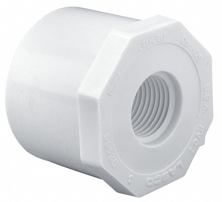 PVC Bushing 1 1/4 in 1/2 in NPT