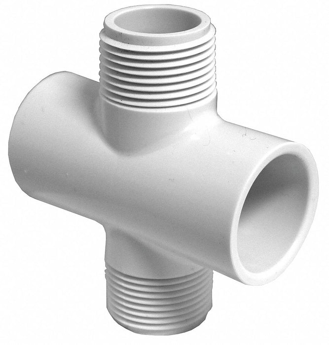 PVC Cross 1inSKT 1inSKT 1inNPT 1inTHRD