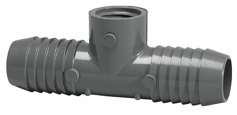 PVC Tee 3/4inBarbed 1/2inBarbed 3/4inNPT