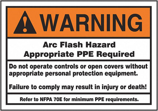 Arc Flash Label 5 inx7 in Vinyl