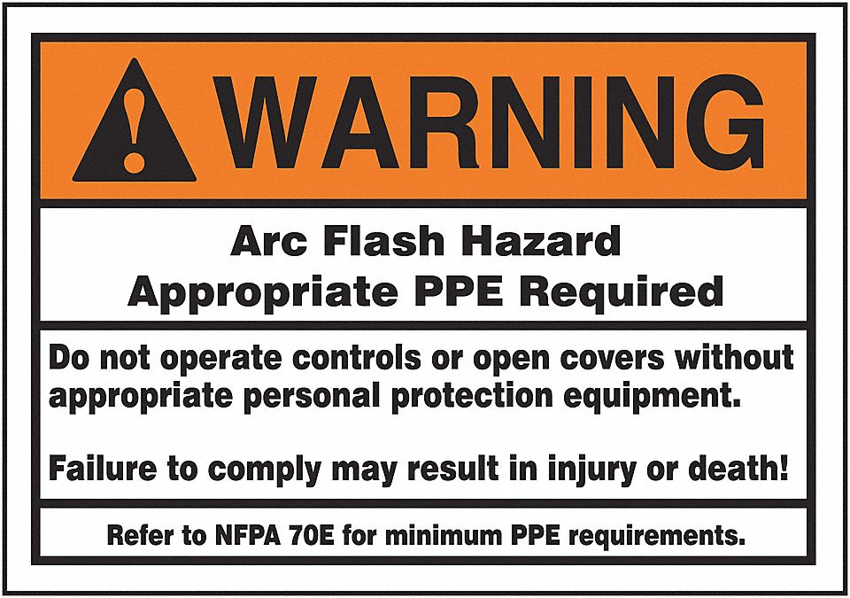 Arc Flash Label 5 inx7 in Vinyl