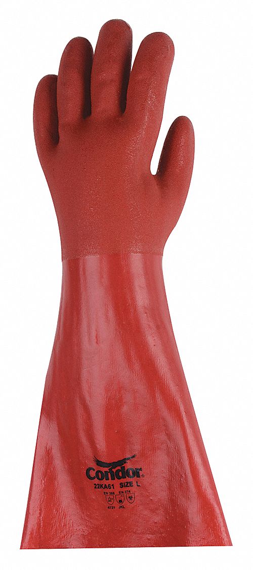 Chem Resist Glove PVC 12 In L Red PR