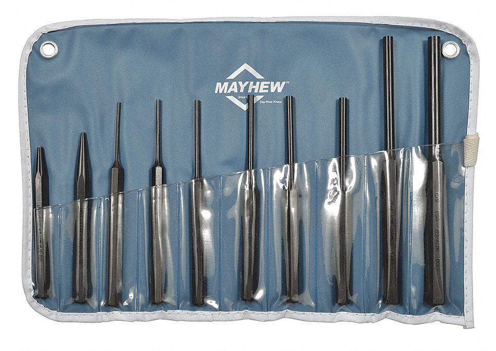 Drive Pin Punch Set 10 Pieces Steel