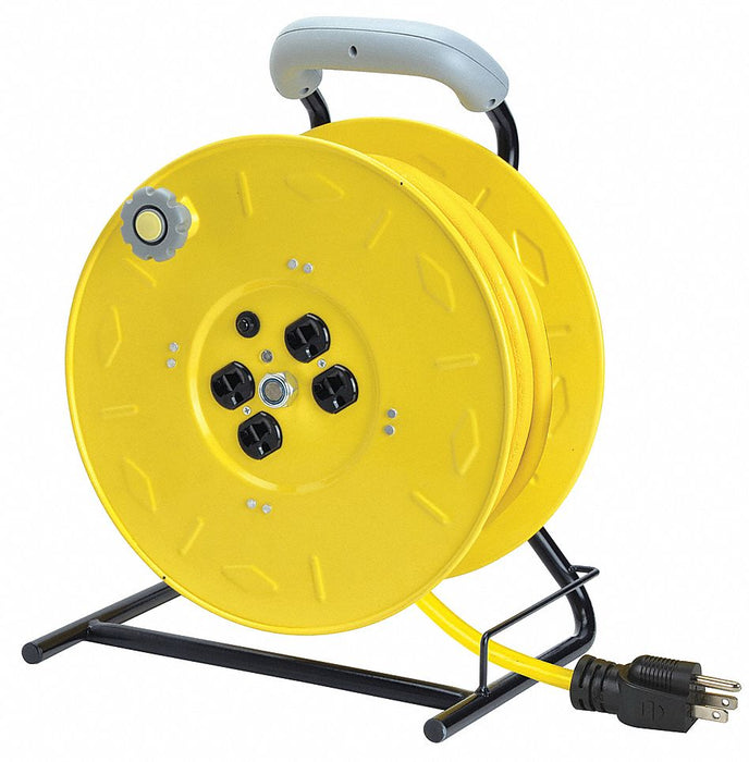 ExtensionCordReel Yellow 100ft 12AWG