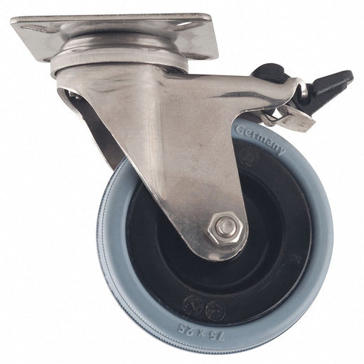 Plate Caster Swivel Rubber 3 15/16 H