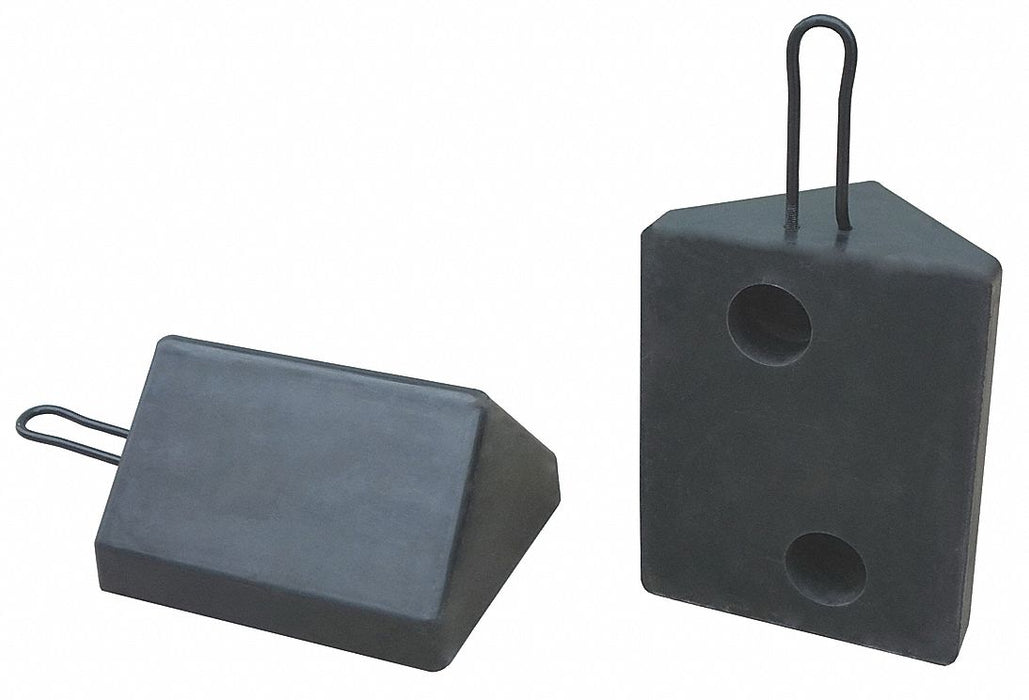 Wheel Chock Molded Rbr w/Stl Grab Black