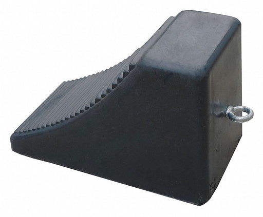 Wheel Chock Molded Rbr w/Stl Grab Black