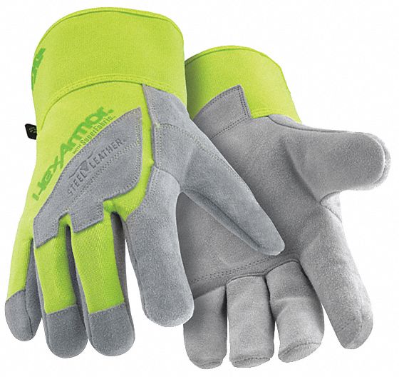 Leather Gloves Gray Hi-Vis 3XL PR