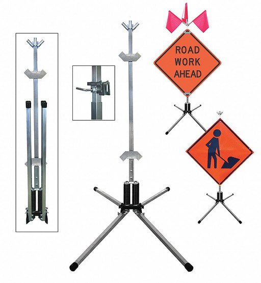 Sign Stand Aluminum 84 in Maximum Mast H