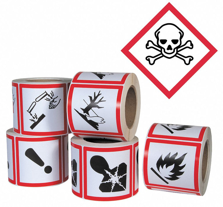 GHS Label 4 in H 4 in W Paper PK500