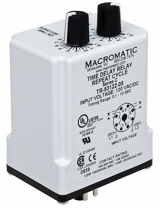 H7837 SinFunTimeDelayRelay 120VAC/DC 8Pins