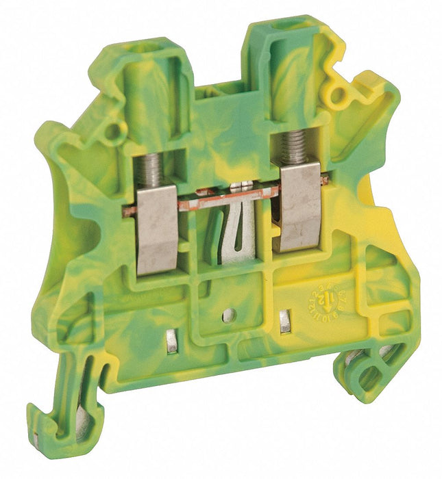 Terminal Block Green Yellow DIN Rail
