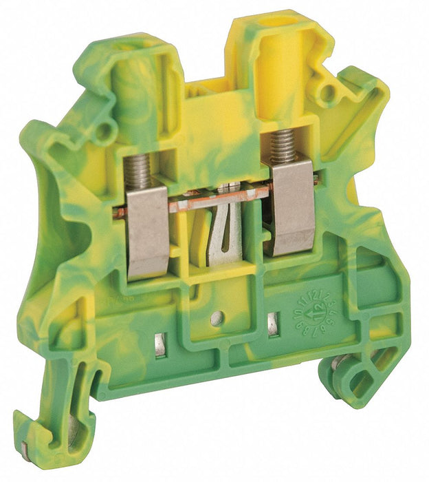Terminal Block Green Yellow DIN Rail