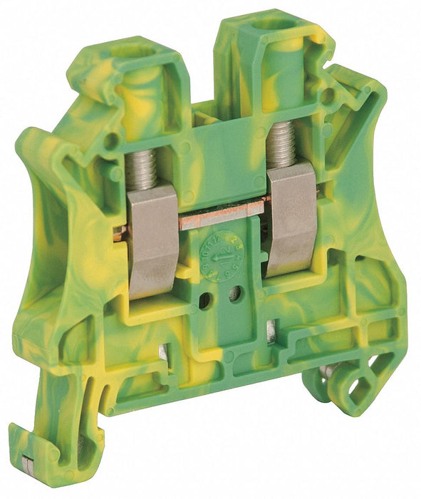 Terminal Block Green Yellow DIN Rail