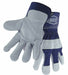 Lthr Palm Gloves Cowhide Blu/Gray S PK12