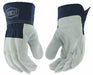Lthr Palm Gloves Cowhide Blu/Gray M PK12