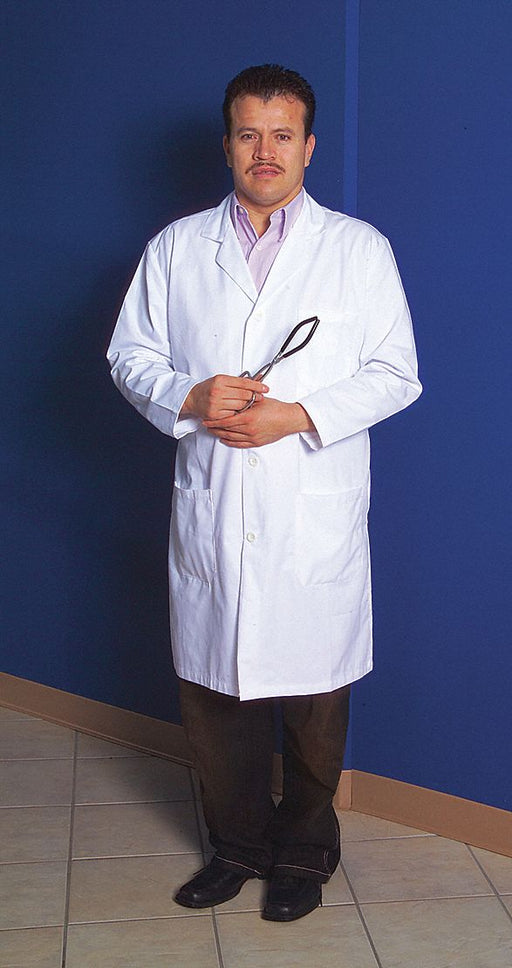 Lab Coat M White 40in Buttons 3 Pockets