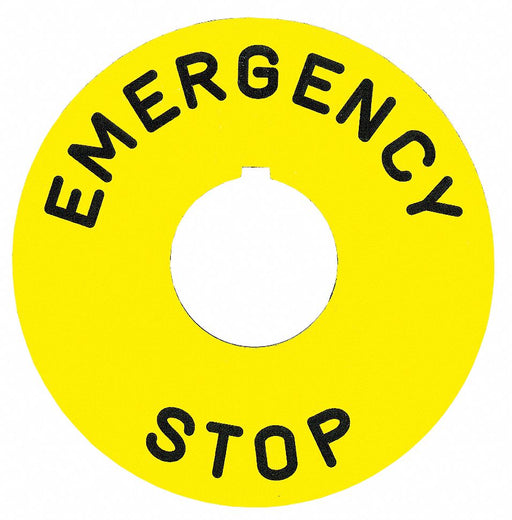 LegendPlate EmergencyStop Blk/Ylw Round
