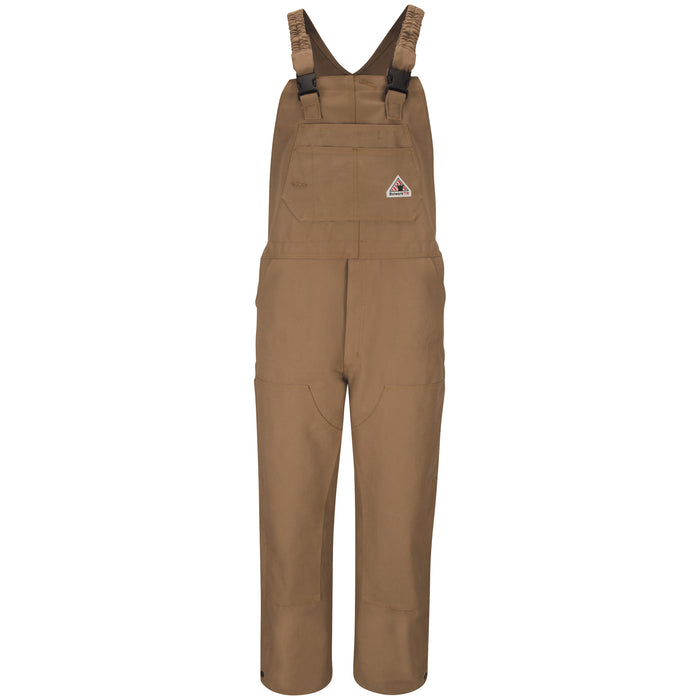 Men's Heavyweight FR Brown Duck Bib Overall with Knee Zip