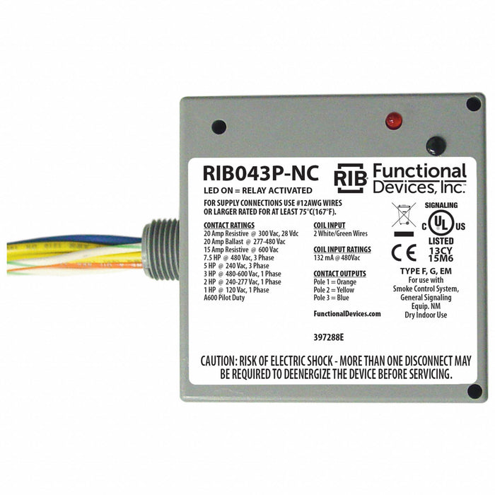 Enclosd Relay 20A 3PST-N/C w/480VAC Coil