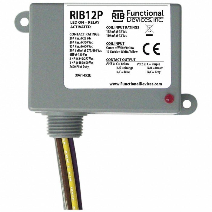 Enclosed Relay 20A DPDT 12VAC/DC