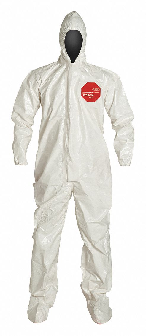 Hooded Coveralls 2XL Wht Tychem 4000 PK6