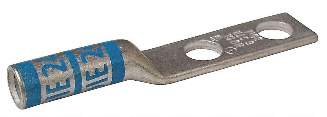 TwoHoleLugCmprsnConn Long Blue 24