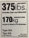 Duty Rating Label Replacement 375 lb
