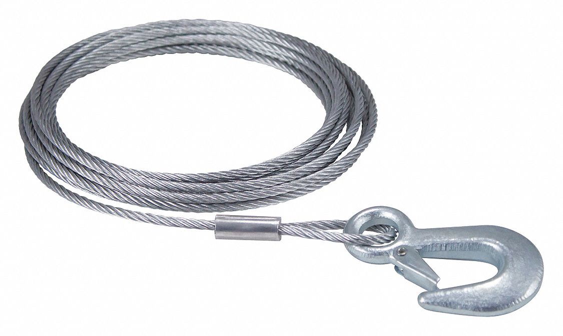 K8582 Winch Cable w/Hook 20 ft x 3/16 In