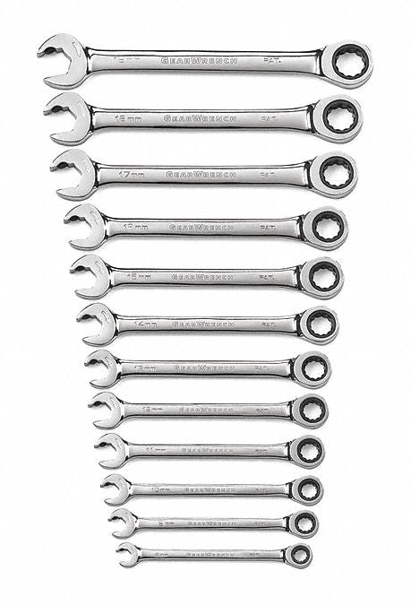 Ratcheting Open End Wrench Set 15 Deg