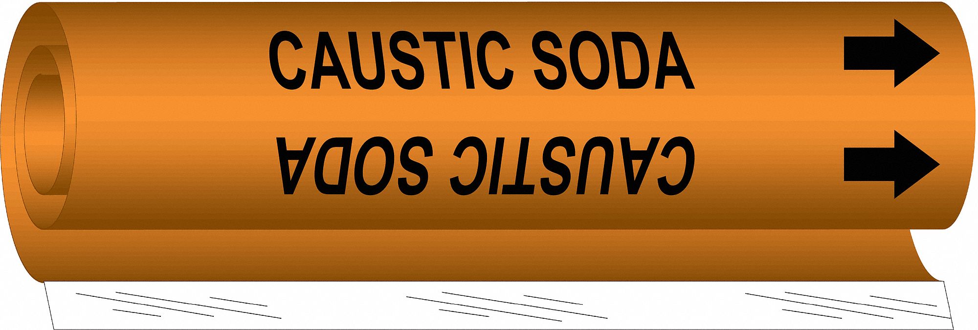 Pipe Marker Caustic Soda 5 in H 8 in W