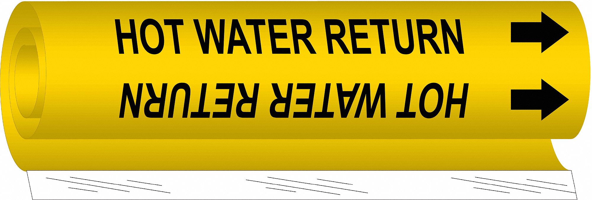 Pipe Marker Hot Water Return 5in H 8in W