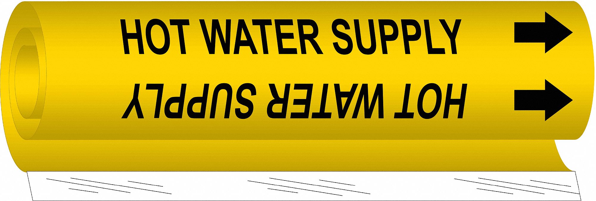 Pipe Marker Hot Water Supply 5in H 8in W