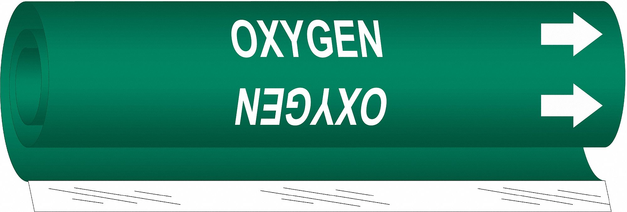 Pipe Marker Oxygen 9 in H 8 in W