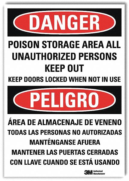 Danger Sign 14 in x 10 in Rflct Sheeting