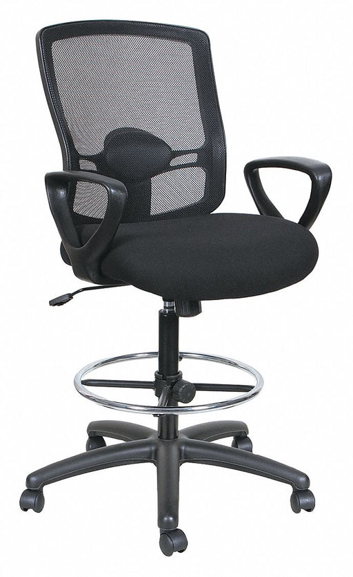 Mesh Stool Fixed Arms Black