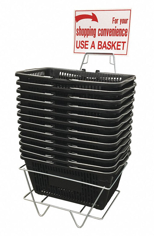 Hand Basket Set Regular Black Plastic