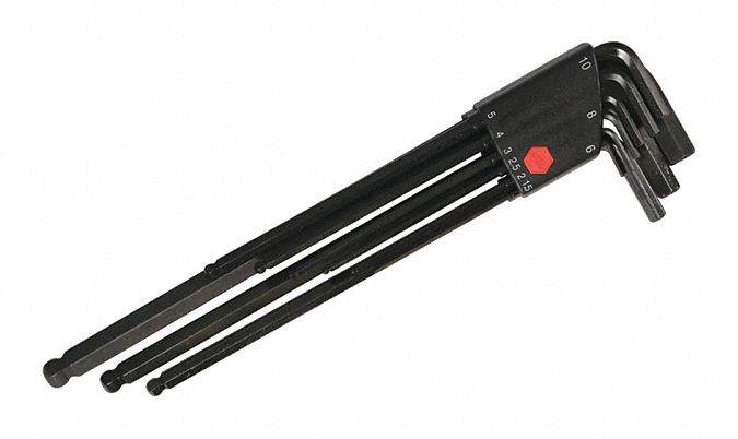 9 Pc Metric Ballpoint Long Hex L-Key Set