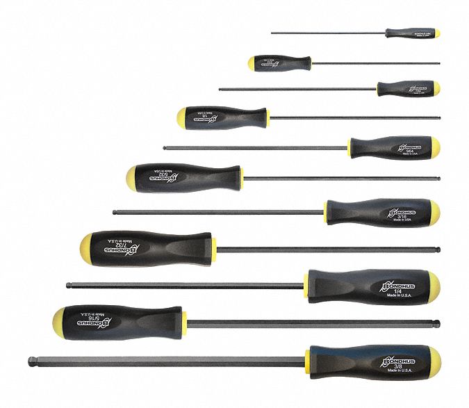 Set 11 Ball End Screwdrivers- Long